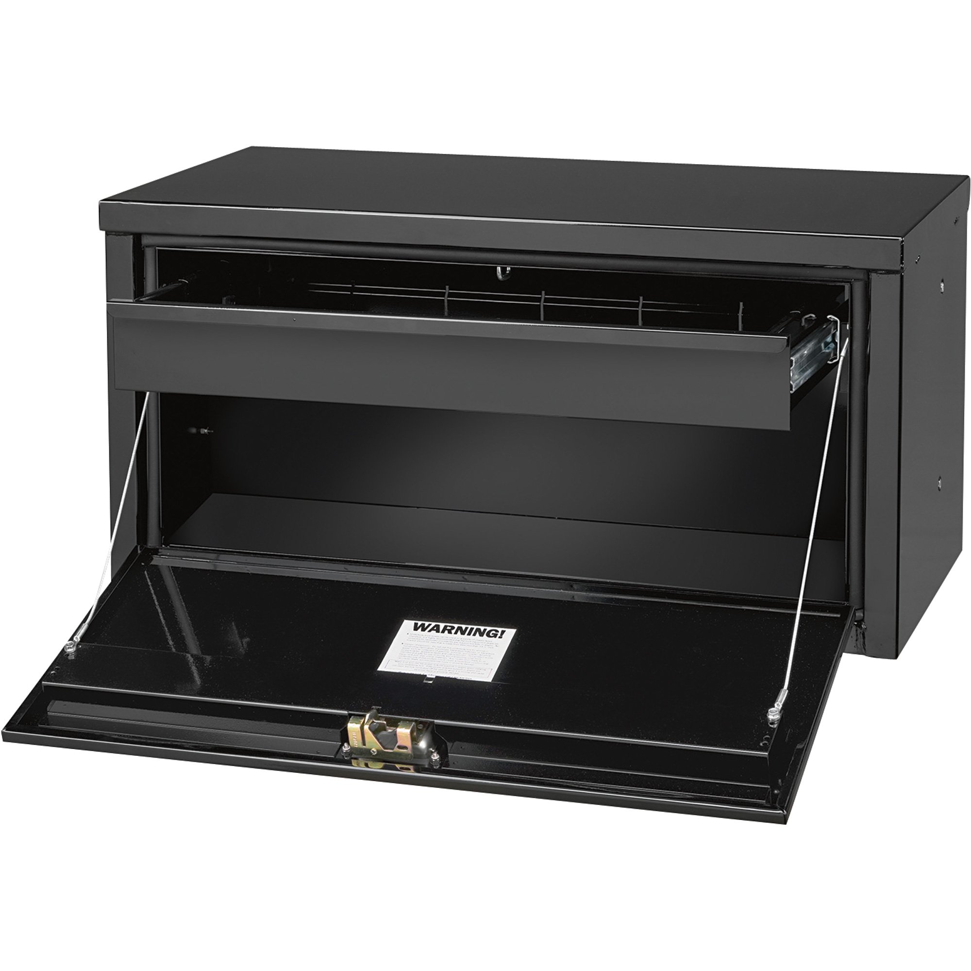 Northern Tool + Equipment Steel Underbody Storage Box with Drawer and Bulk Storage — Black, 36in.L x 18in.W x 18in.H